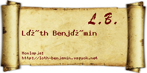 Lóth Benjámin névjegykártya
